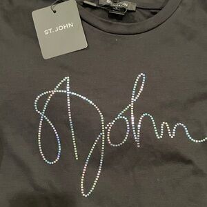 St. John Women’s Bedazzled Logo Short Sleeve Black Tee